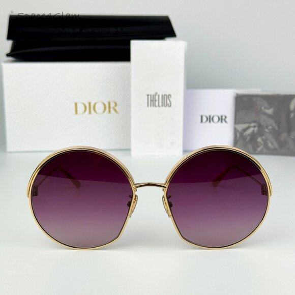 Dior Men Sunglasses Gold Bordeaux Gradient Round EVERDIOR R1U B0D1 BRAND NEW - Picture 1 of 12